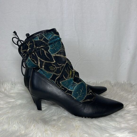Ashro Black Heeled Mesh Gladiator Lace Up Faux Booties Sz 11 - Picture 4 of 6